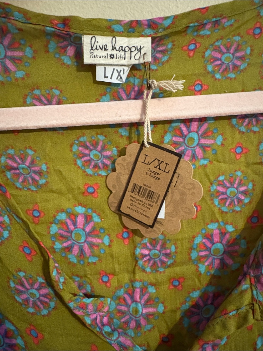 Free People Teal & Olive Floral Boho Peasant Tunic - Picture 3 of 3